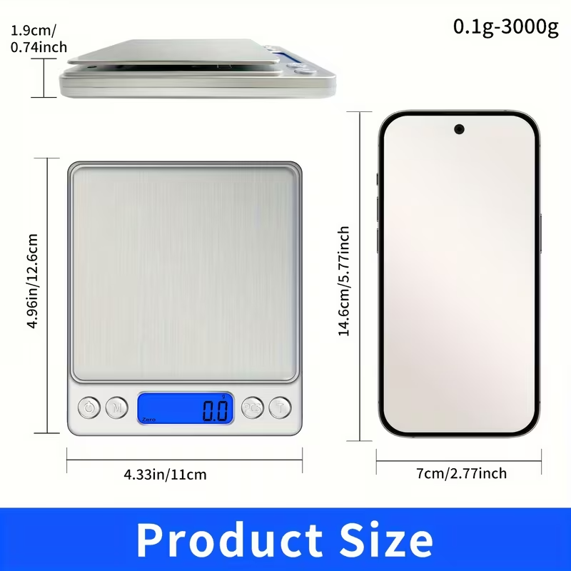 Balance de Cuisine Numérique Précision 0,1 g – Écran LCD – Jusqu’à 3 kg