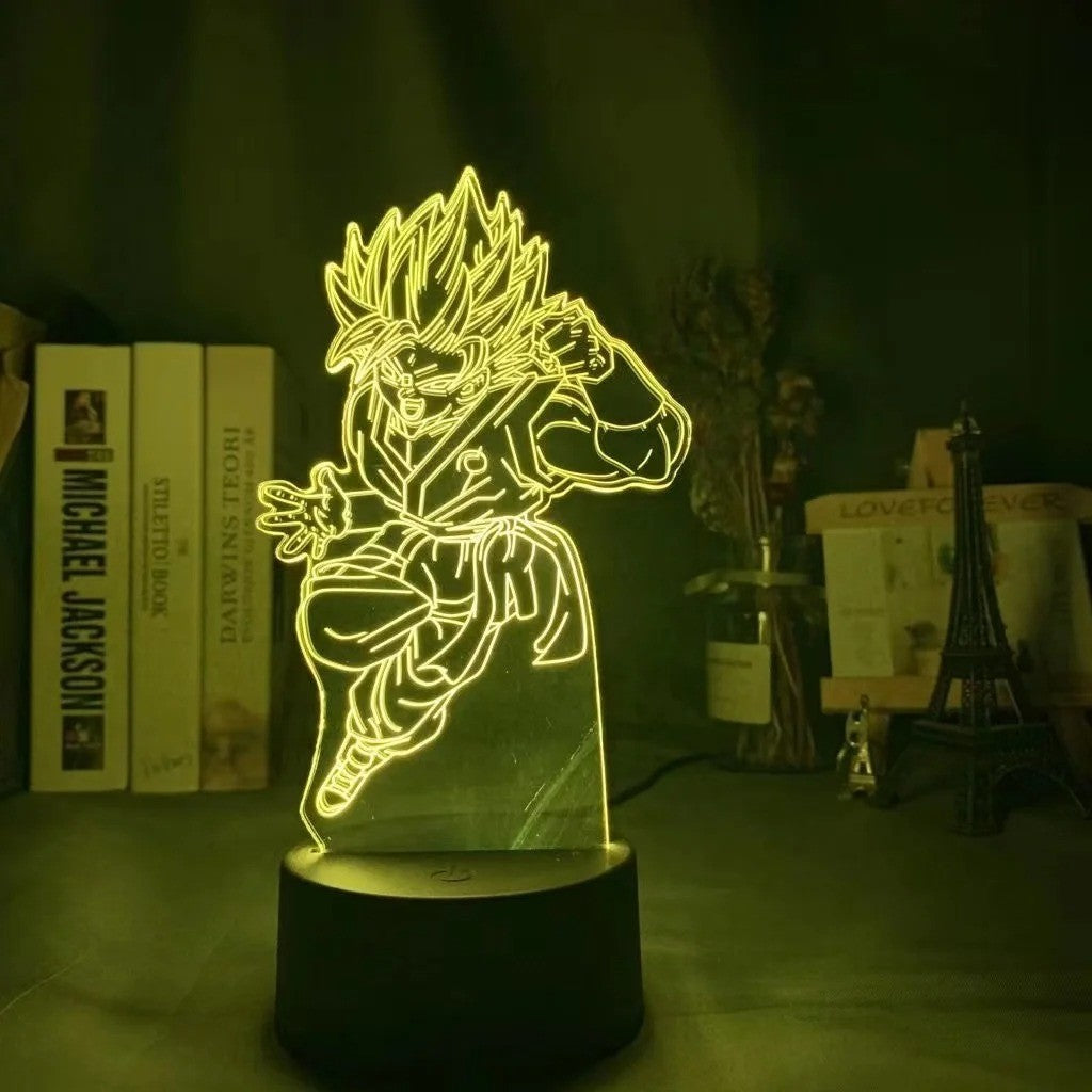 Lampe LED 3D Dragon Ball Z Goku Super Saiyan – Veilleuse Anime Manga RGB