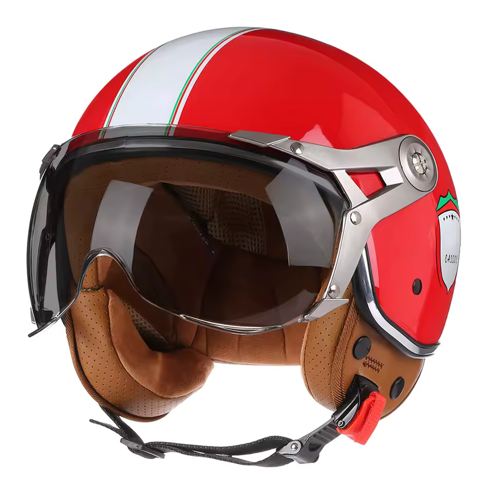 Casque Moto Scooter Jet Vintage Rétro – Visière Intégrée – Homologué DOT