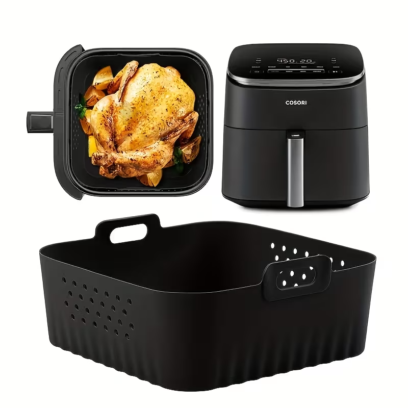 Lot 2 Bacs Silicone pour Friteuse à Air – Antiadhésif – Compatible Ninja Philips