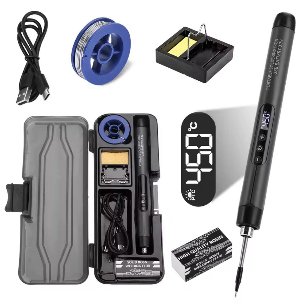 Kit Fer à Souder USB Type C Portable Sans Fil 450°C Batterie 600mAh Température