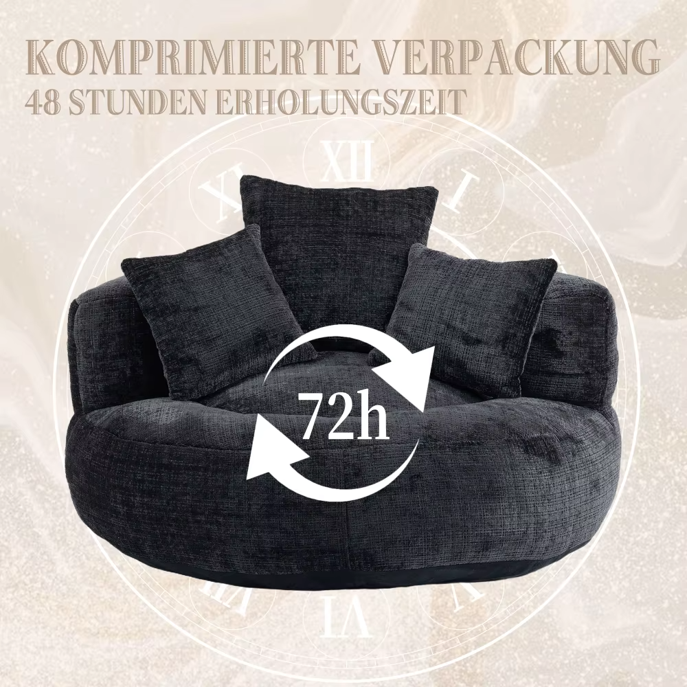 Fauteuil cocooning rond 1 place – Canapé lounge en chenille premium