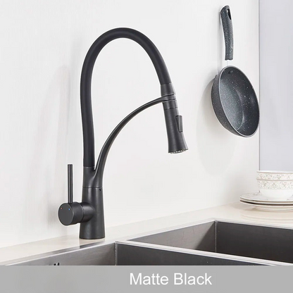 Mitigeur de Cuisine Flexible Noir/Chrome – Robinet Évier Douchette Extractible