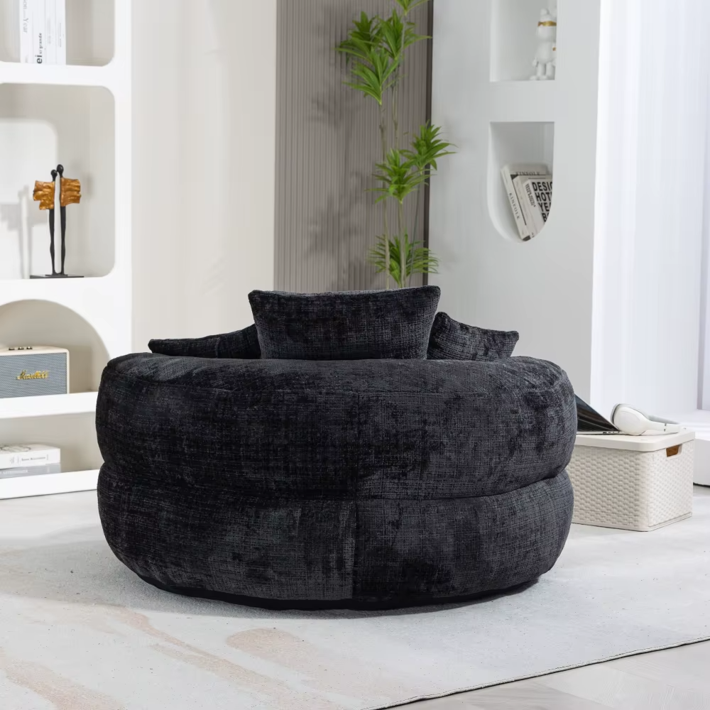 Fauteuil cocooning rond 1 place – Canapé lounge en chenille premium