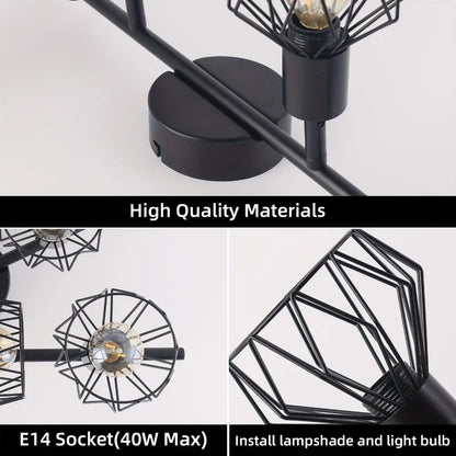 Plafonnier Moderne 6 Spots Orientables – Noir – Éclairage Salon Cuisine Bureau