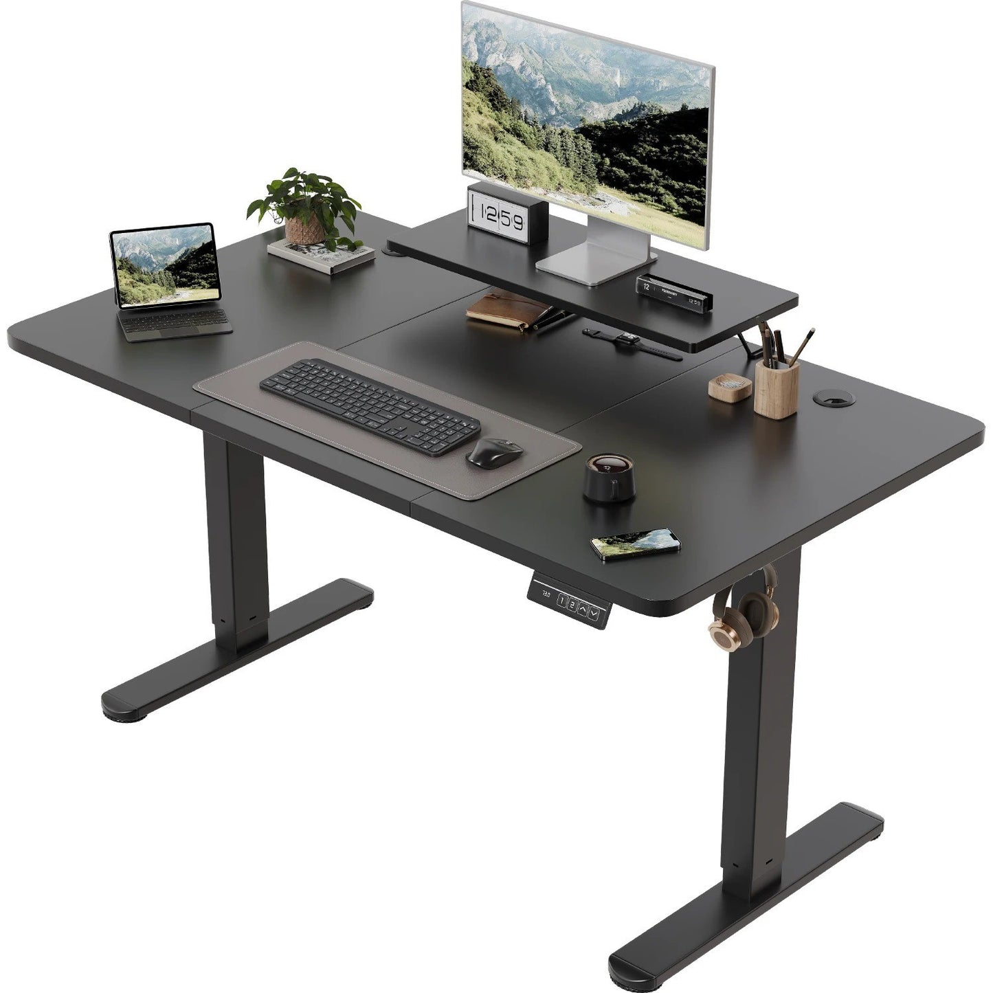 Bureau Électrique Réglable en Hauteur 120x60 cm – Blanc ou Noir – Ergonomique