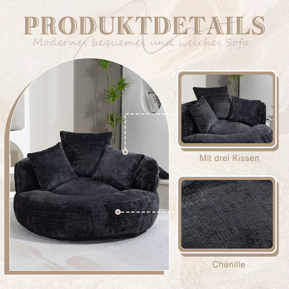 Fauteuil cocooning rond 1 place – Canapé lounge en chenille premium