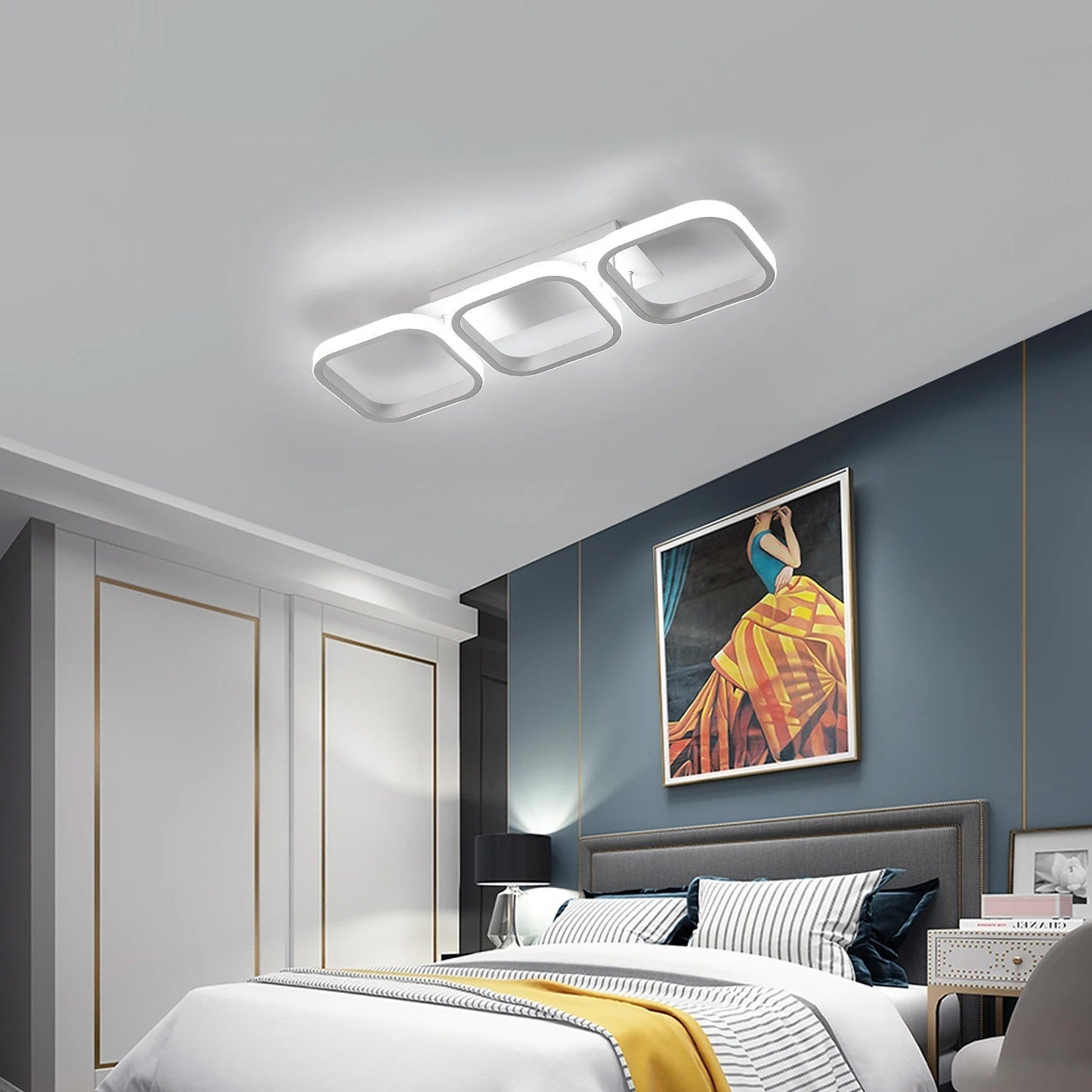 Plafonnier LED Moderne 32W Blanc 6000K – Luminaire Design Salon Chambre