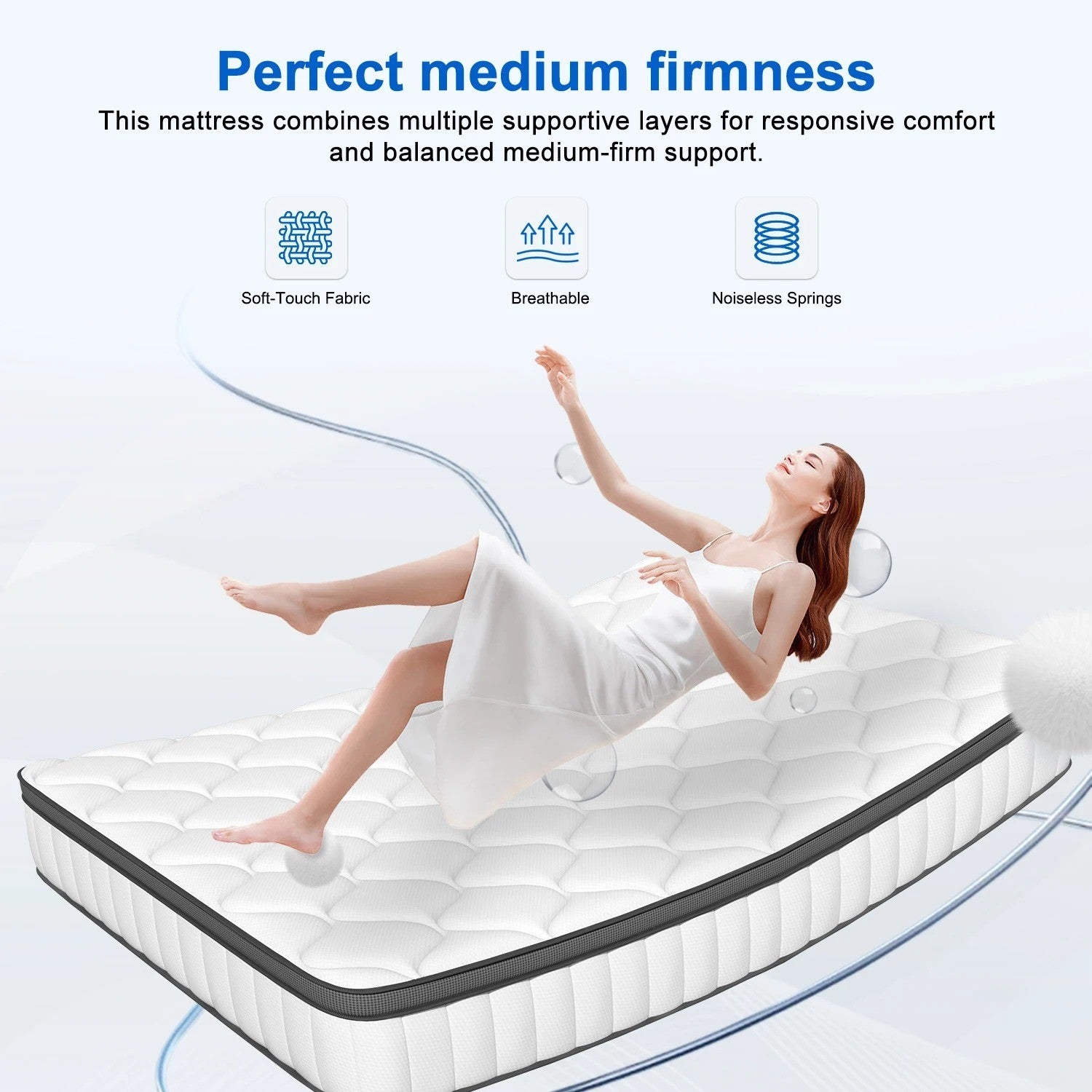 MATELAS 140X190 140X200 90X190 90X200 HAUTEUR 25 CM 9 ZONES PREMIUM