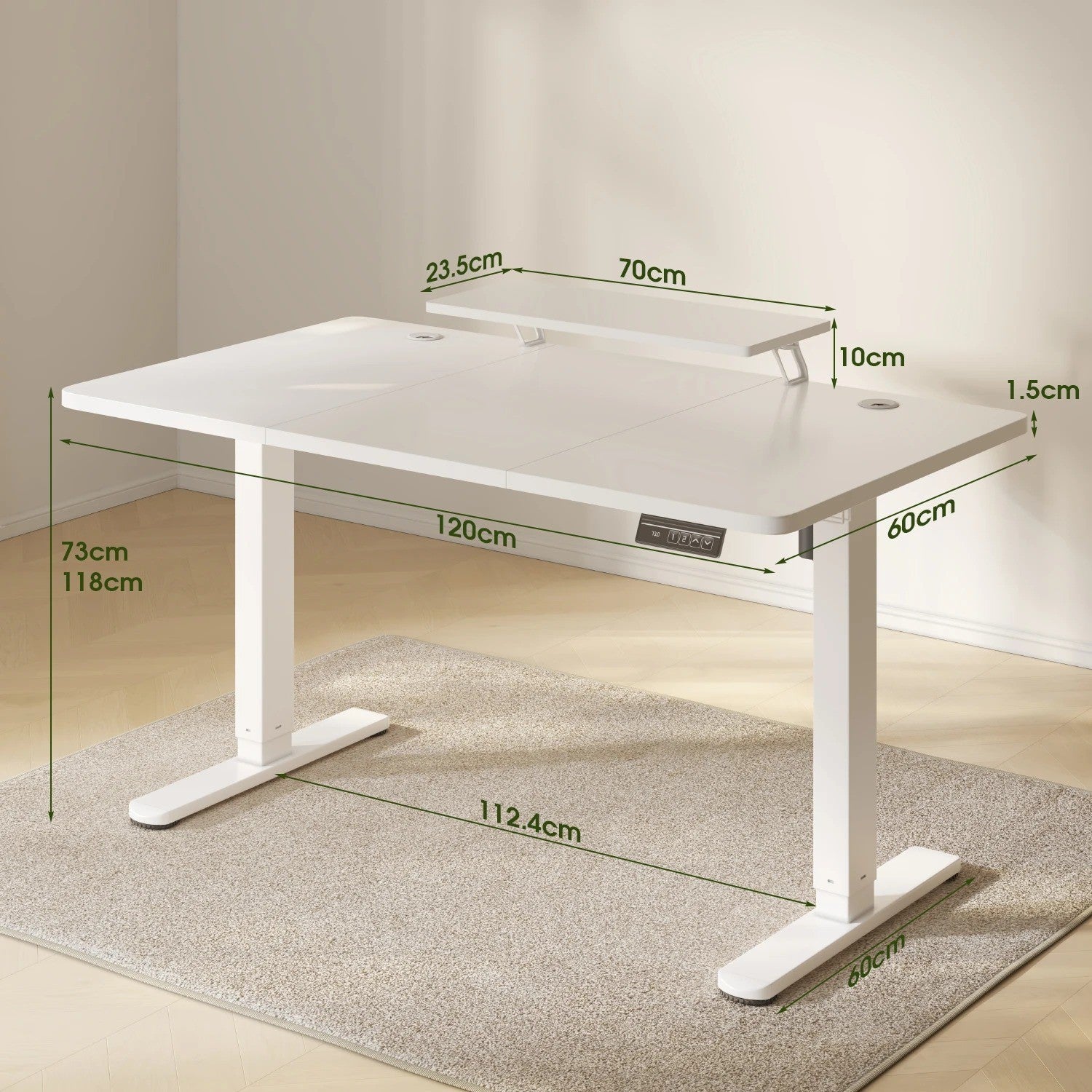 Bureau Électrique Réglable en Hauteur 120x60 cm – Blanc ou Noir – Ergonomique