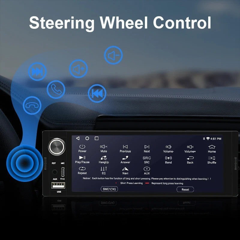 Autoradio 1 DIN 6,2" Écran tactile CarPlay Android Auto Bluetooth USB MP3