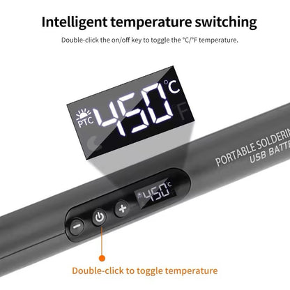 Kit Fer à Souder USB Type C Portable Sans Fil 450°C Batterie 600mAh Température