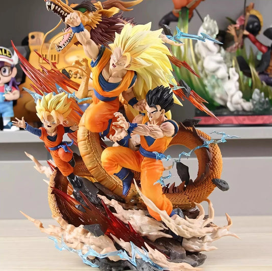 Figurine Dragon Ball Z Goku Gohan Goten 28cm Super Saiyan 3 Statue Anime Manga