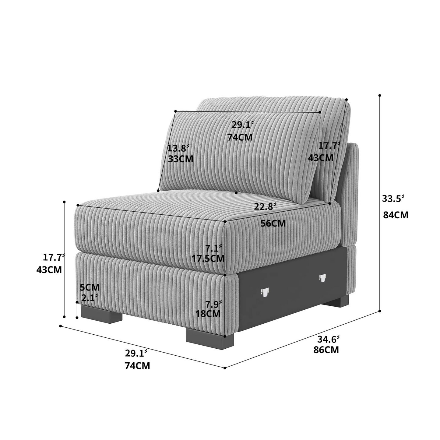 Canapé Modulaire Premium Velours Côtelé – 2 à 4 Places – Configurable