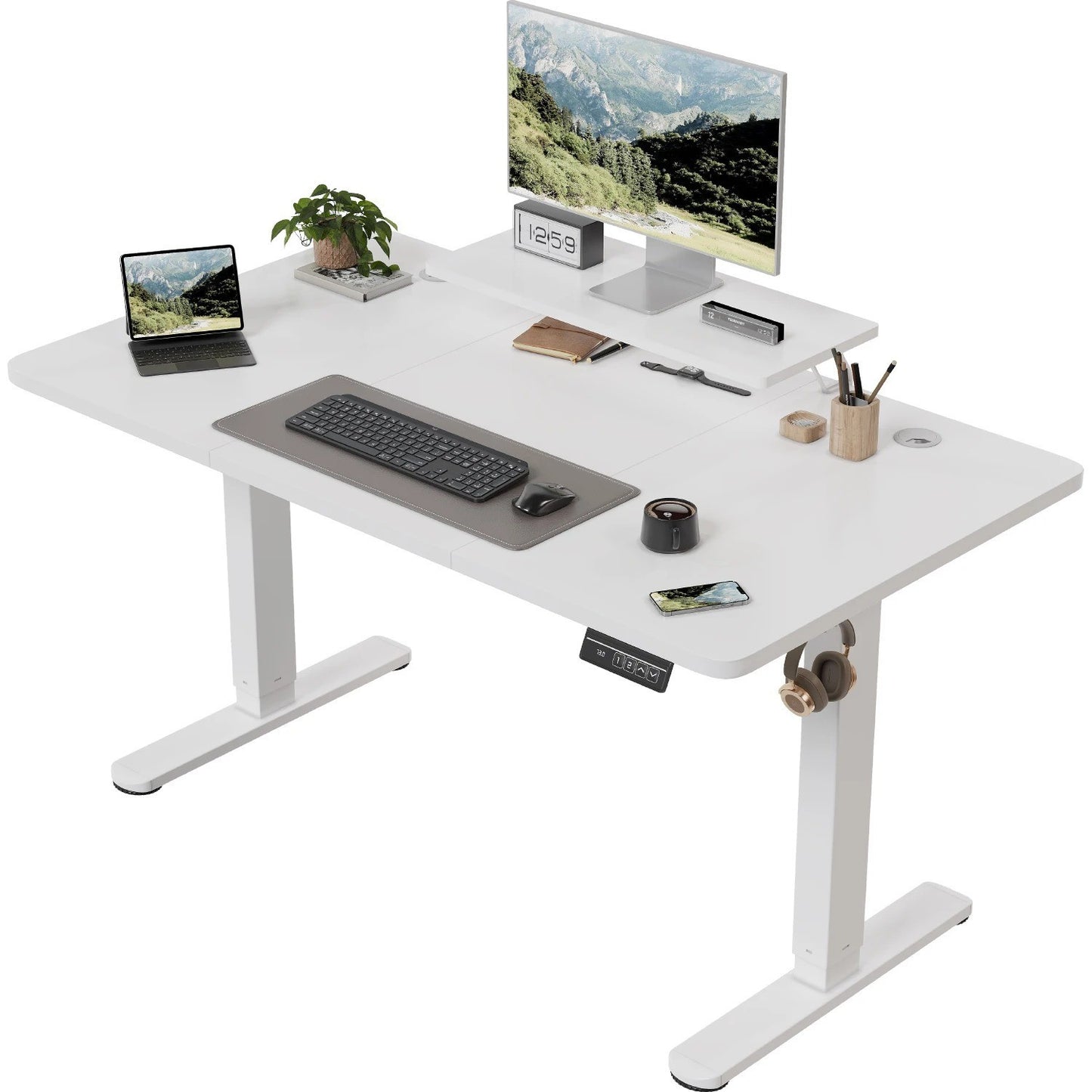 Bureau Électrique Réglable en Hauteur 120x60 cm – Blanc ou Noir – Ergonomique