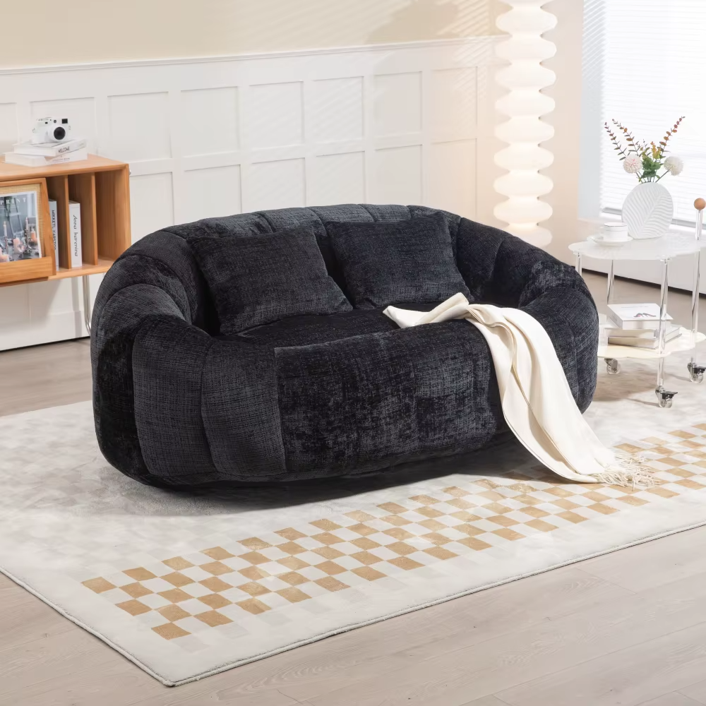 Canapé lounge cocooning en chenille – Design contemporain