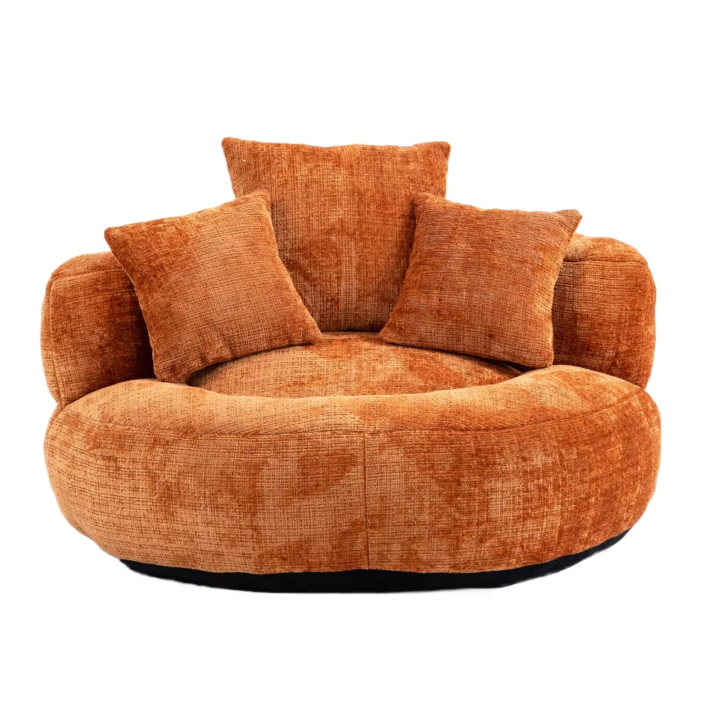 Fauteuil cocooning rond 1 place – Canapé lounge en chenille premium
