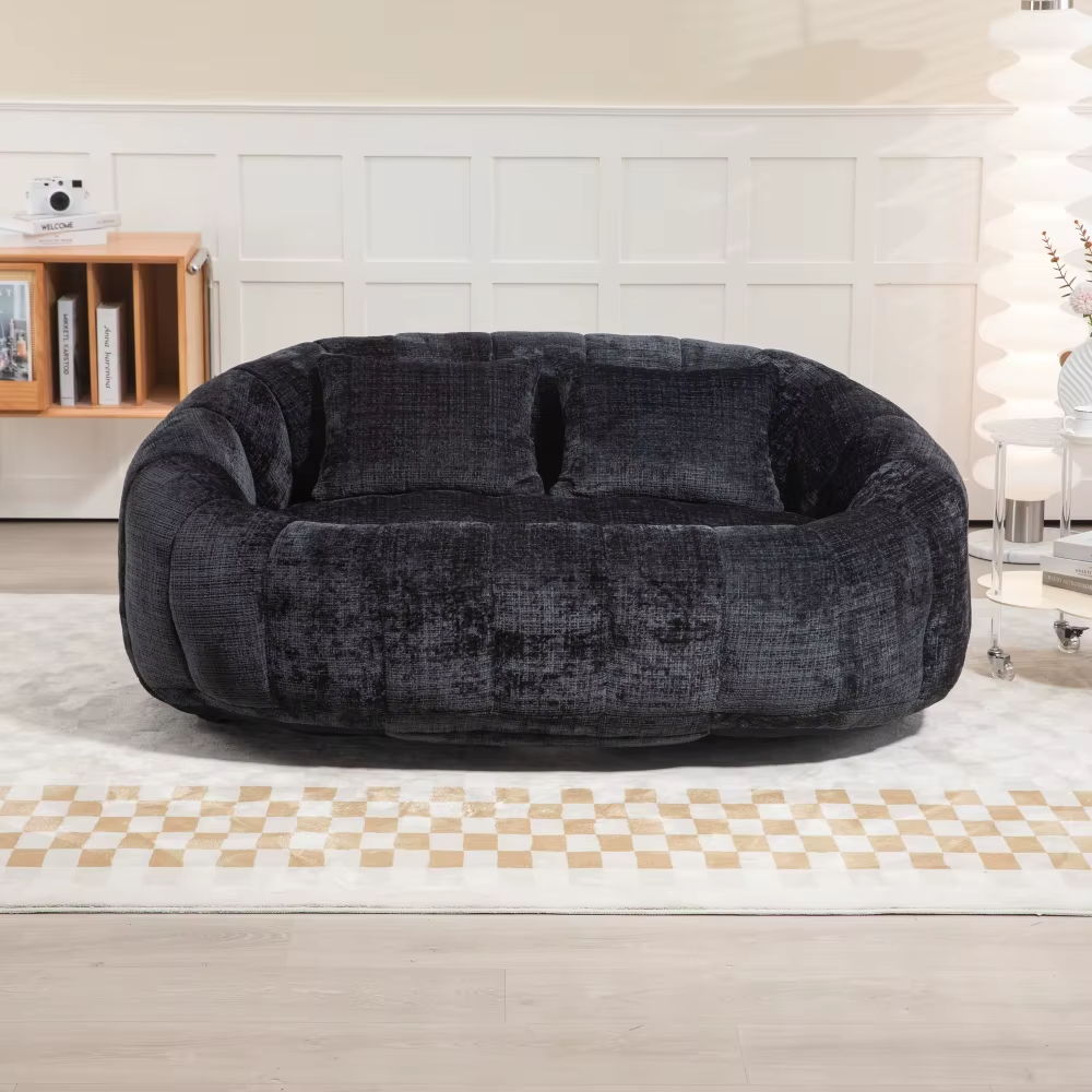 Canapé lounge cocooning en chenille – Design contemporain