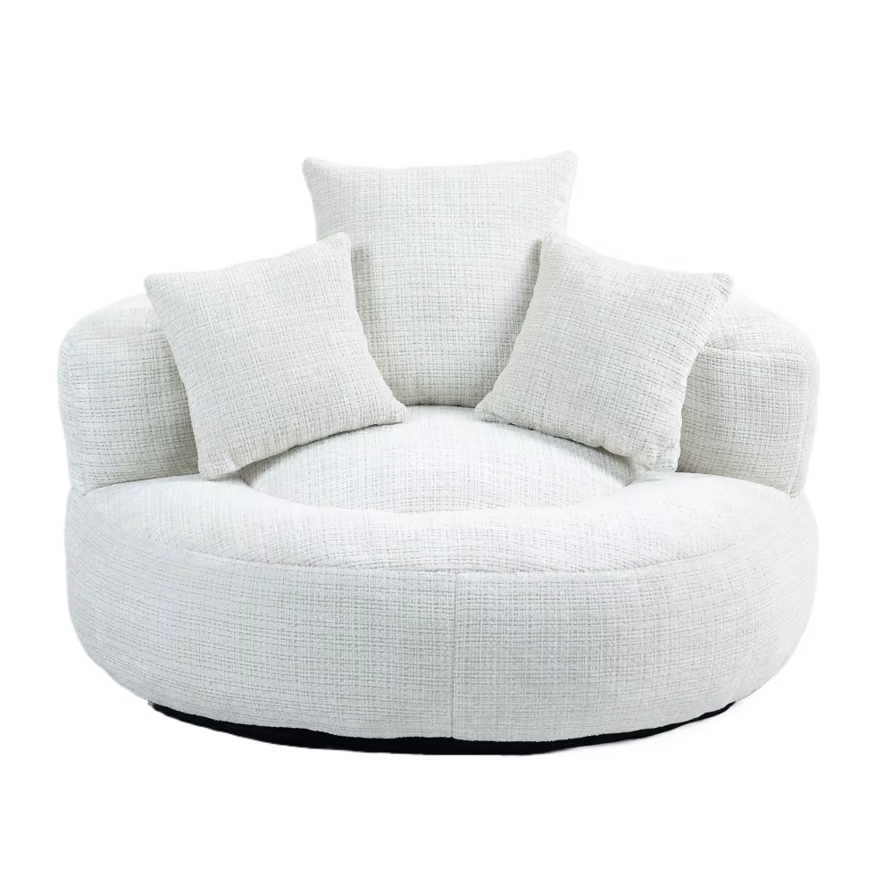 Fauteuil cocooning rond 1 place – Canapé lounge en chenille premium