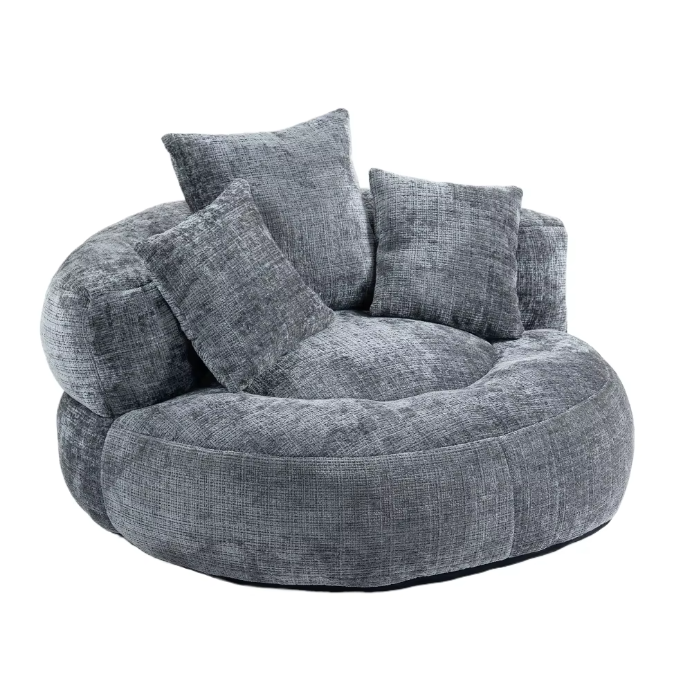 Fauteuil cocooning rond 1 place – Canapé lounge en chenille premium
