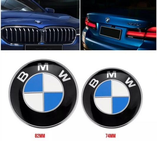 2X Logo Emblème BMW 82mm Capot 74mm Hayon E46 E90 E39 F10 F30 X5 Insigne Neuf