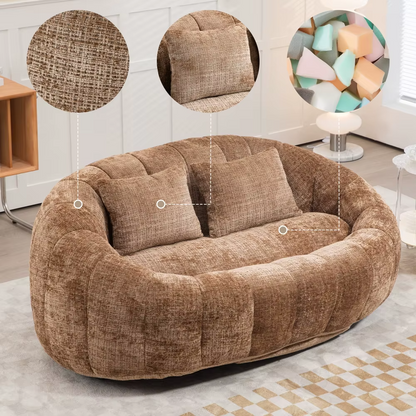 Canapé lounge cocooning en chenille – Design contemporain