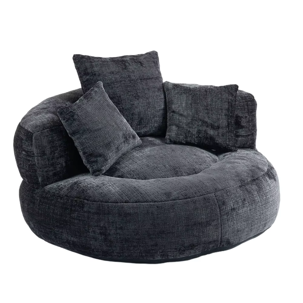 Fauteuil cocooning rond 1 place – Canapé lounge en chenille premium