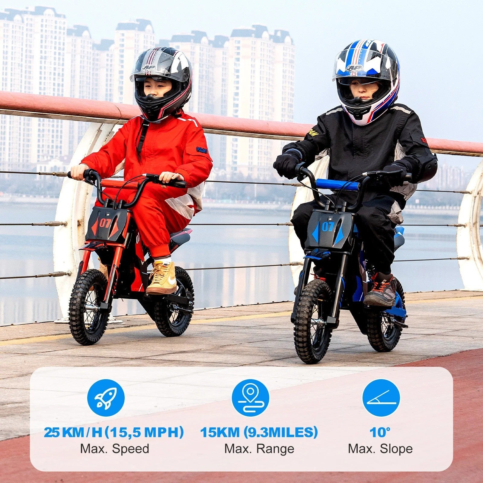 Moto Électrique Enfant 3-12 Ans, 300W, 15km Autonomie, 3 Vitesses, Frein Disque