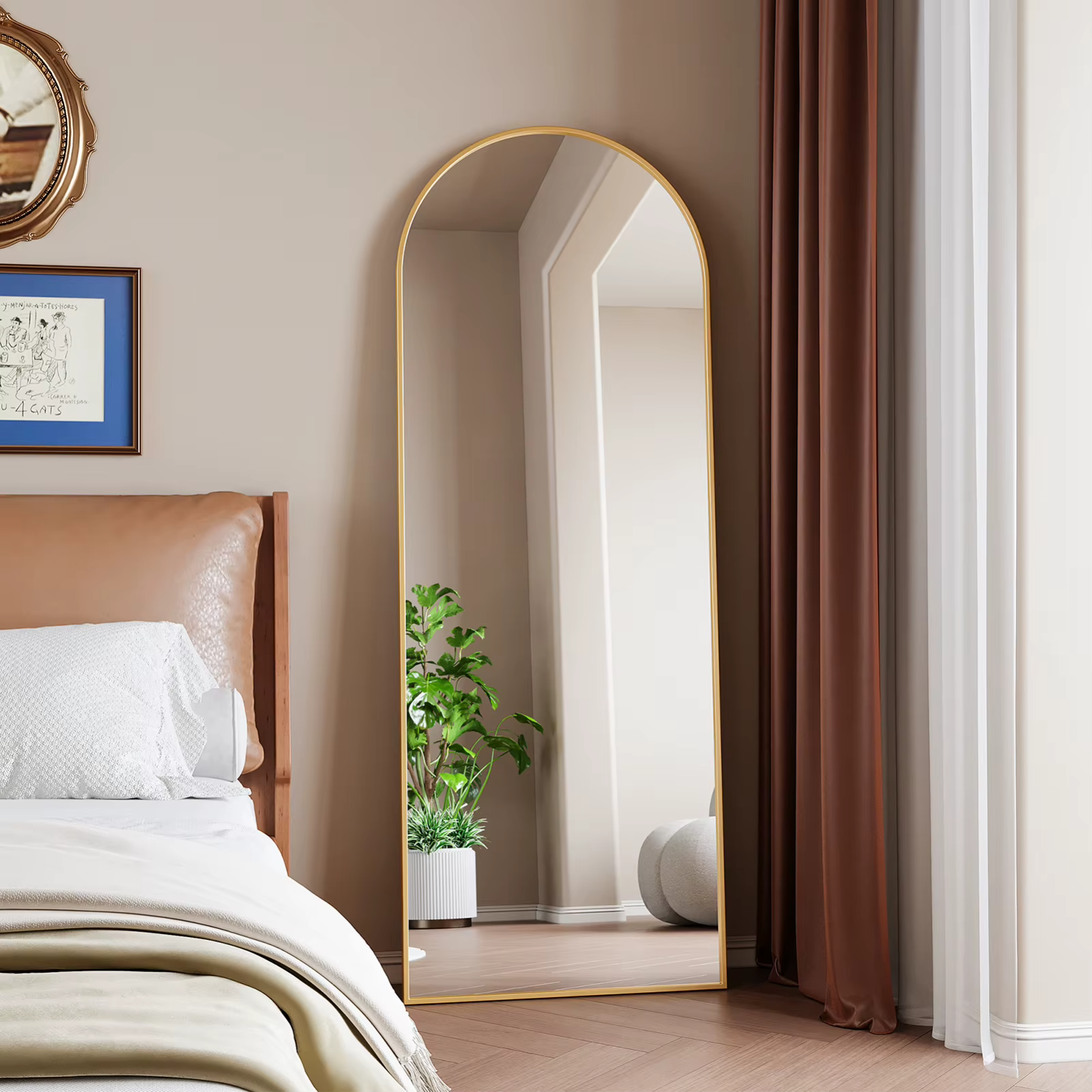 Grand miroir de sol design – Style contemporain