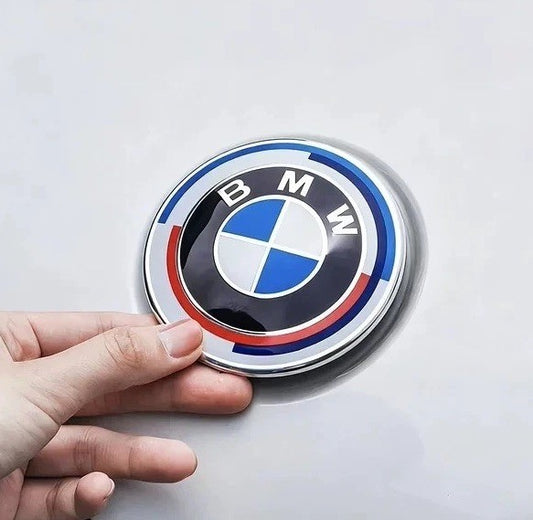 2x BMW Insigne logo capot 82mm + coffre 74mm emblème BMW 50E anniversaire