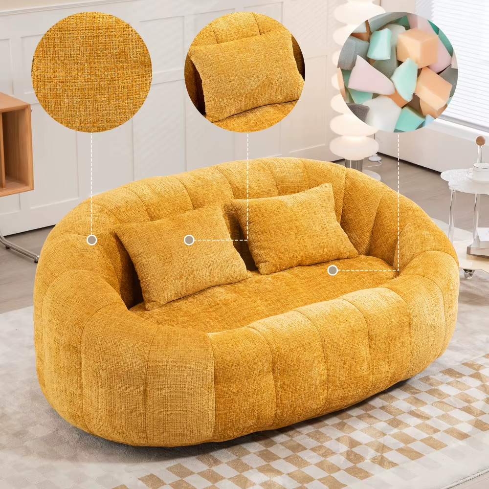 Canapé lounge cocooning en chenille – Design contemporain