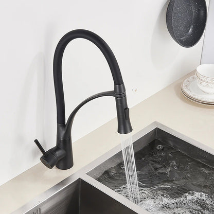 Mitigeur de Cuisine Flexible Noir/Chrome – Robinet Évier Douchette Extractible