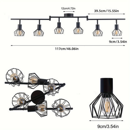 Plafonnier Moderne 6 Spots Orientables – Noir – Éclairage Salon Cuisine Bureau