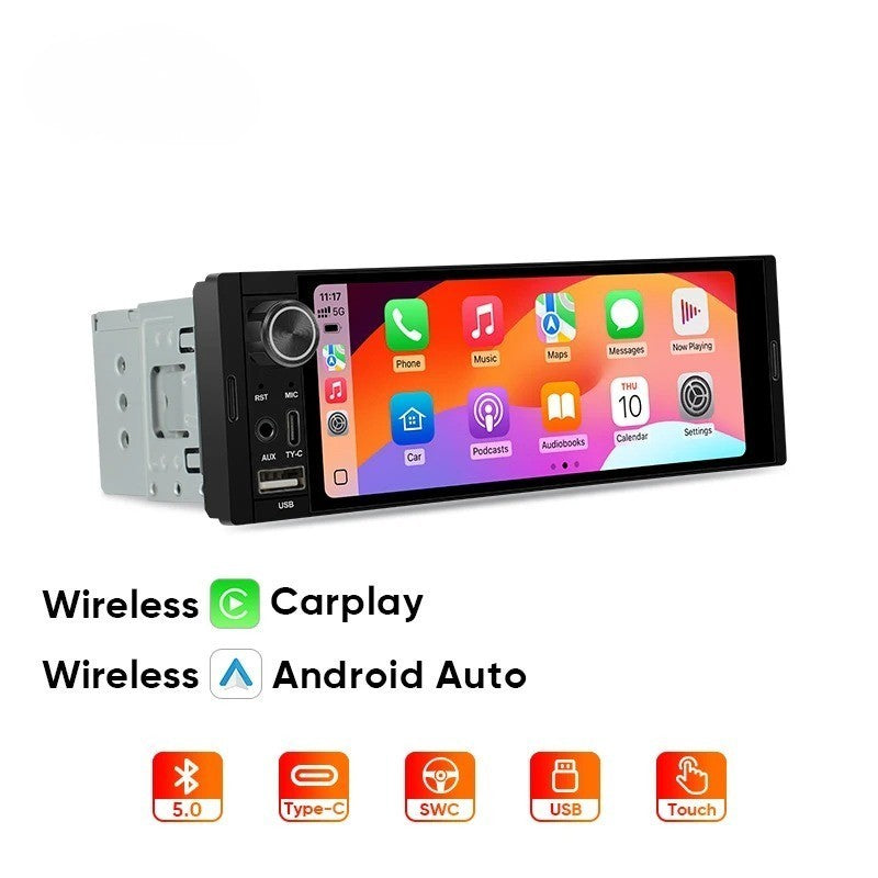 Autoradio 1 DIN 6,2" Écran tactile CarPlay Android Auto Bluetooth USB MP3