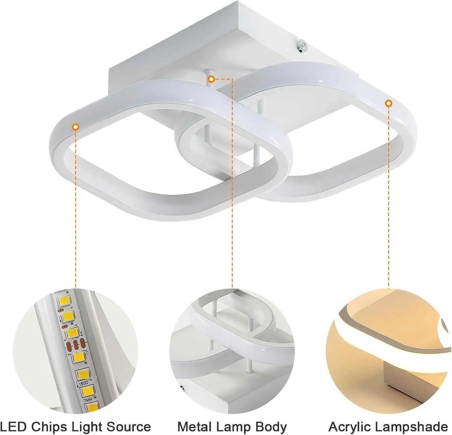 Plafonnier LED Moderne 22W Blanc Chaud 3000K – Luminaire Design Couloir Salon