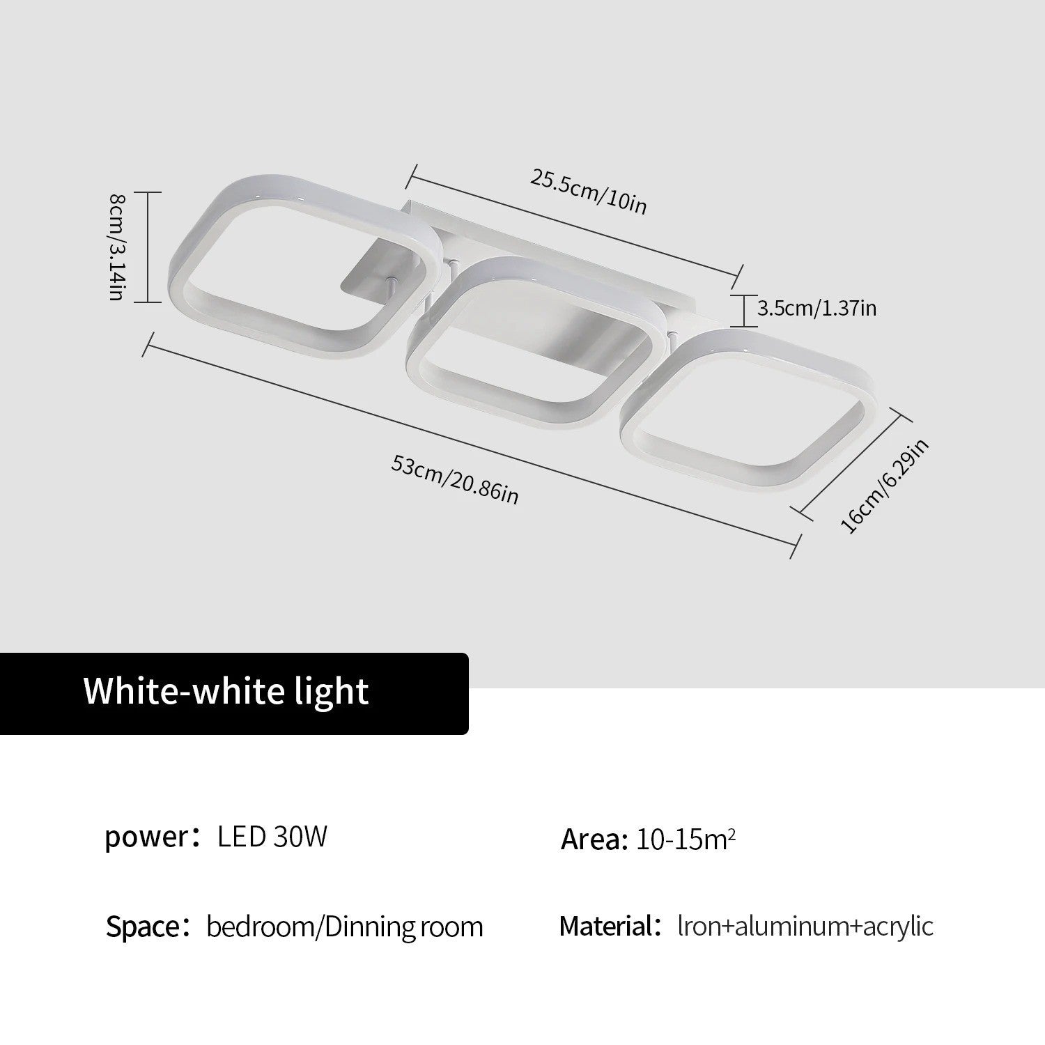 Plafonnier LED Moderne 32W Blanc 6000K – Luminaire Design Salon Chambre