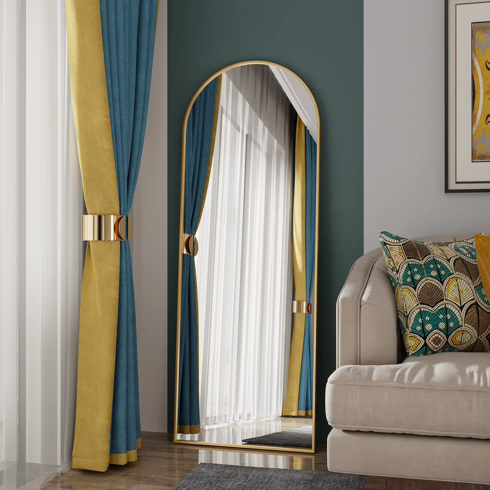 Grand miroir de sol design – Style contemporain