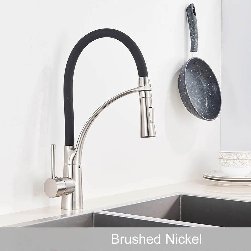 Mitigeur de Cuisine Flexible Noir/Chrome – Robinet Évier Douchette Extractible