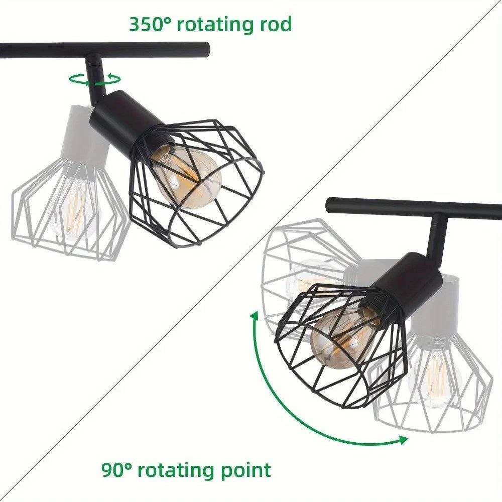 Plafonnier Moderne 6 Spots Orientables – Noir – Éclairage Salon Cuisine Bureau