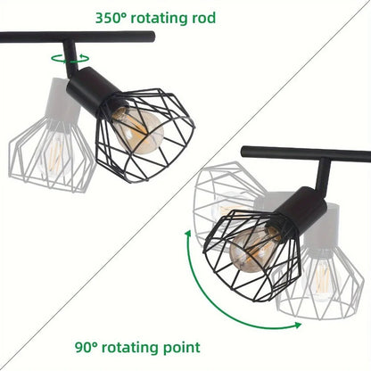 Plafonnier Moderne 6 Spots Orientables – Noir – Éclairage Salon Cuisine Bureau