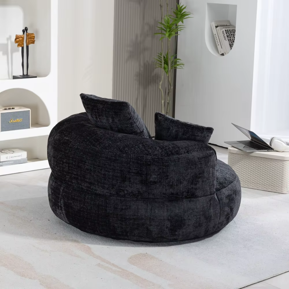 Fauteuil cocooning rond 1 place – Canapé lounge en chenille premium