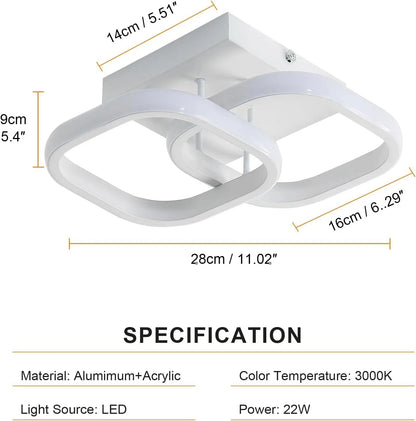 Plafonnier LED Moderne 22W Blanc Chaud 3000K – Luminaire Design Couloir Salon