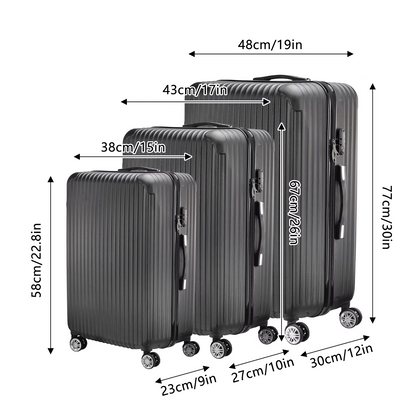 Lot de 3 Valises Rigides S M L – Serrure TSA – 4 Roues – Voyage