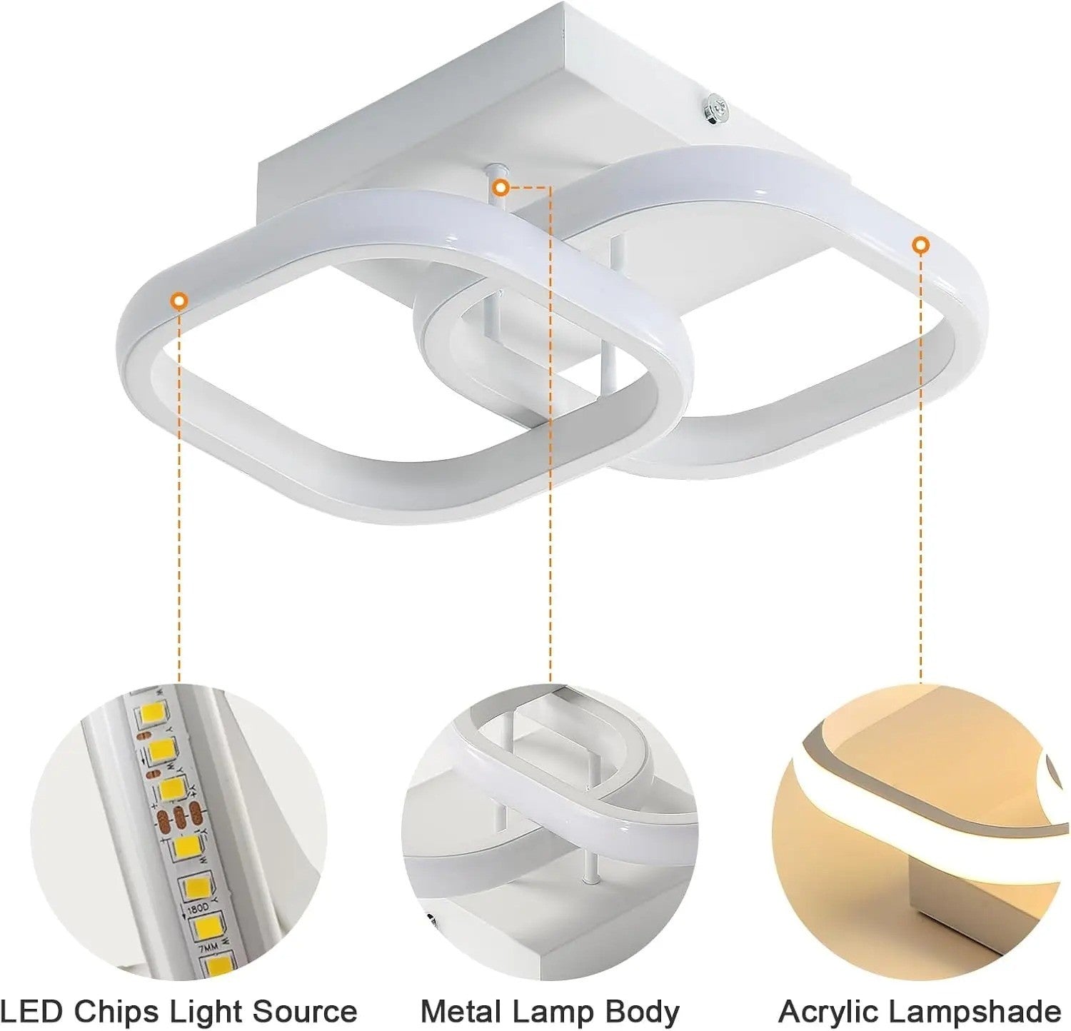Plafonnier LED Moderne 22W Blanc Chaud 3000K – Luminaire Design Couloir Salon