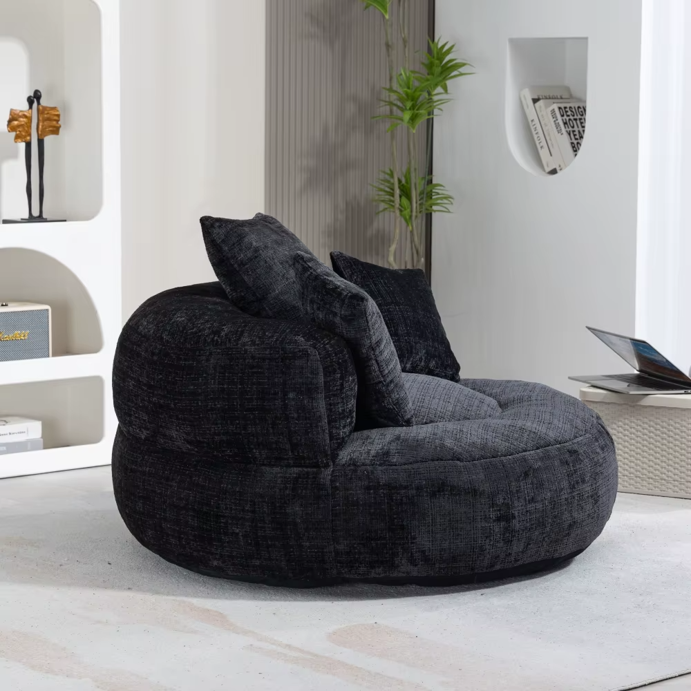 Fauteuil cocooning rond 1 place – Canapé lounge en chenille premium