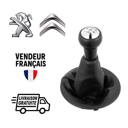 POMMEAU DE LEVIER DE VITESSE + SOUFFLET POUR PEUGEOT 207 307 308 406 407 607 807