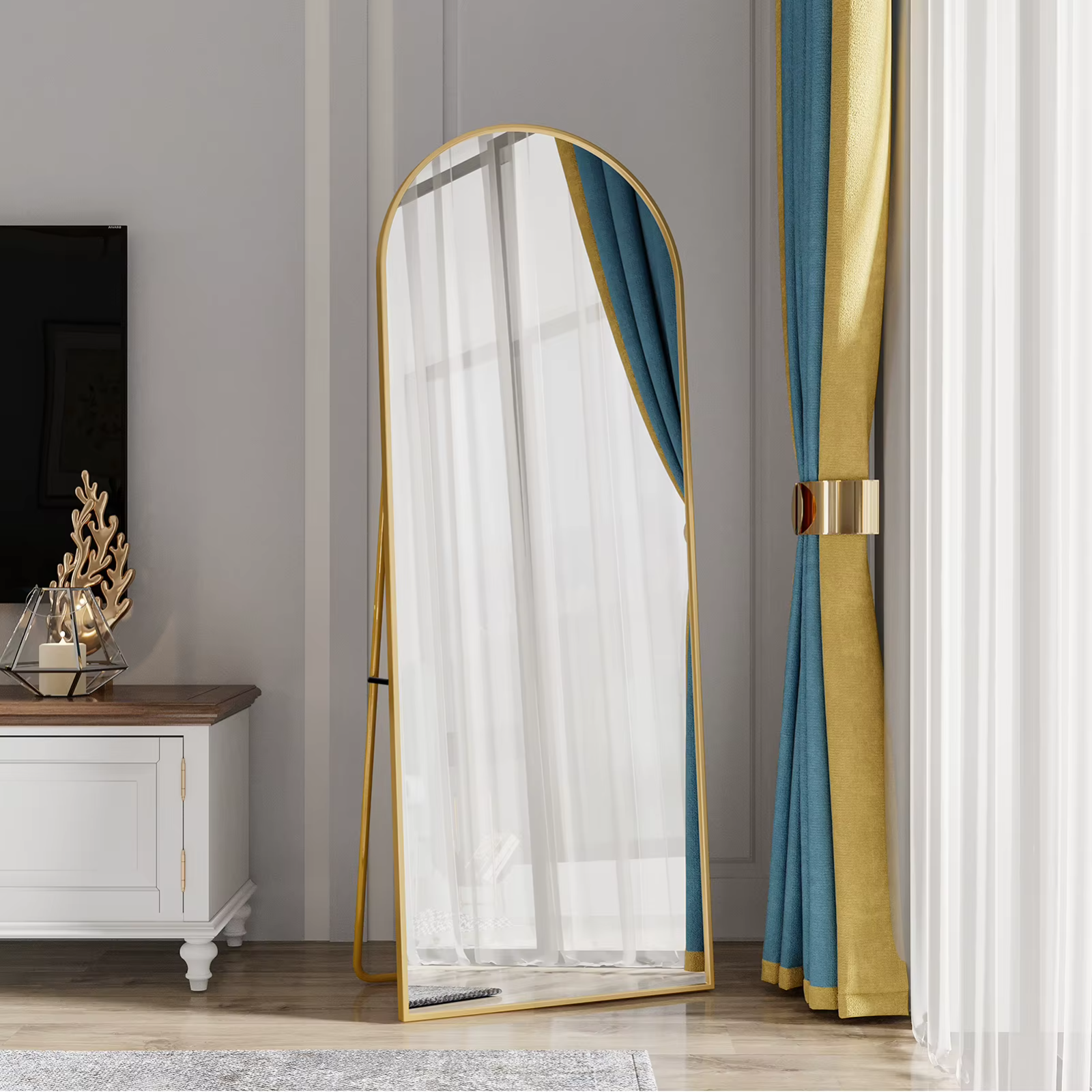 Grand miroir de sol design – Style contemporain