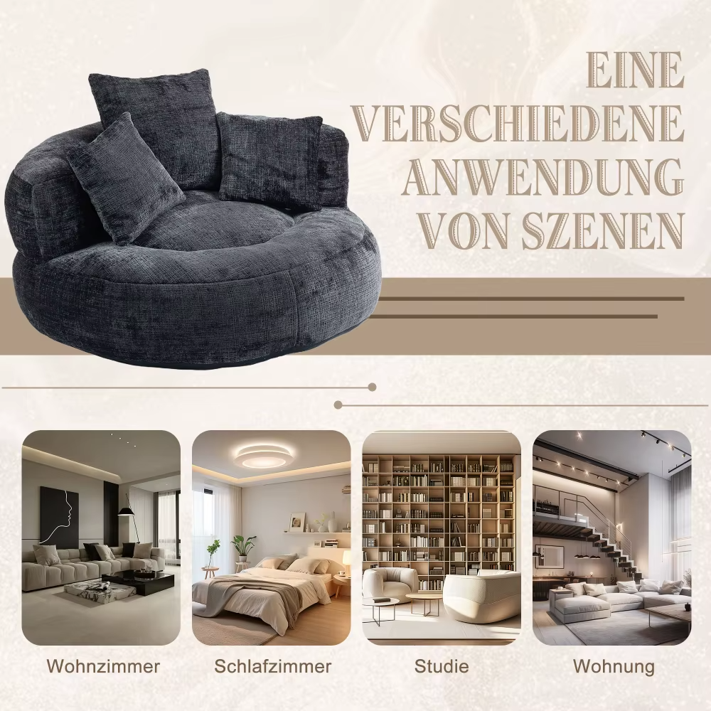 Fauteuil cocooning rond 1 place – Canapé lounge en chenille premium