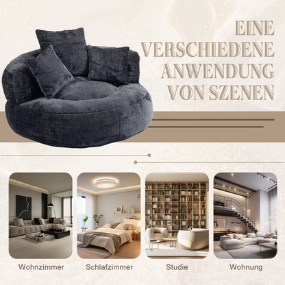 Fauteuil cocooning rond 1 place – Canapé lounge en chenille premium