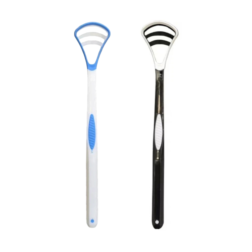 Pack 2 gratte-langues silicone – Noir + Bleu – Double face